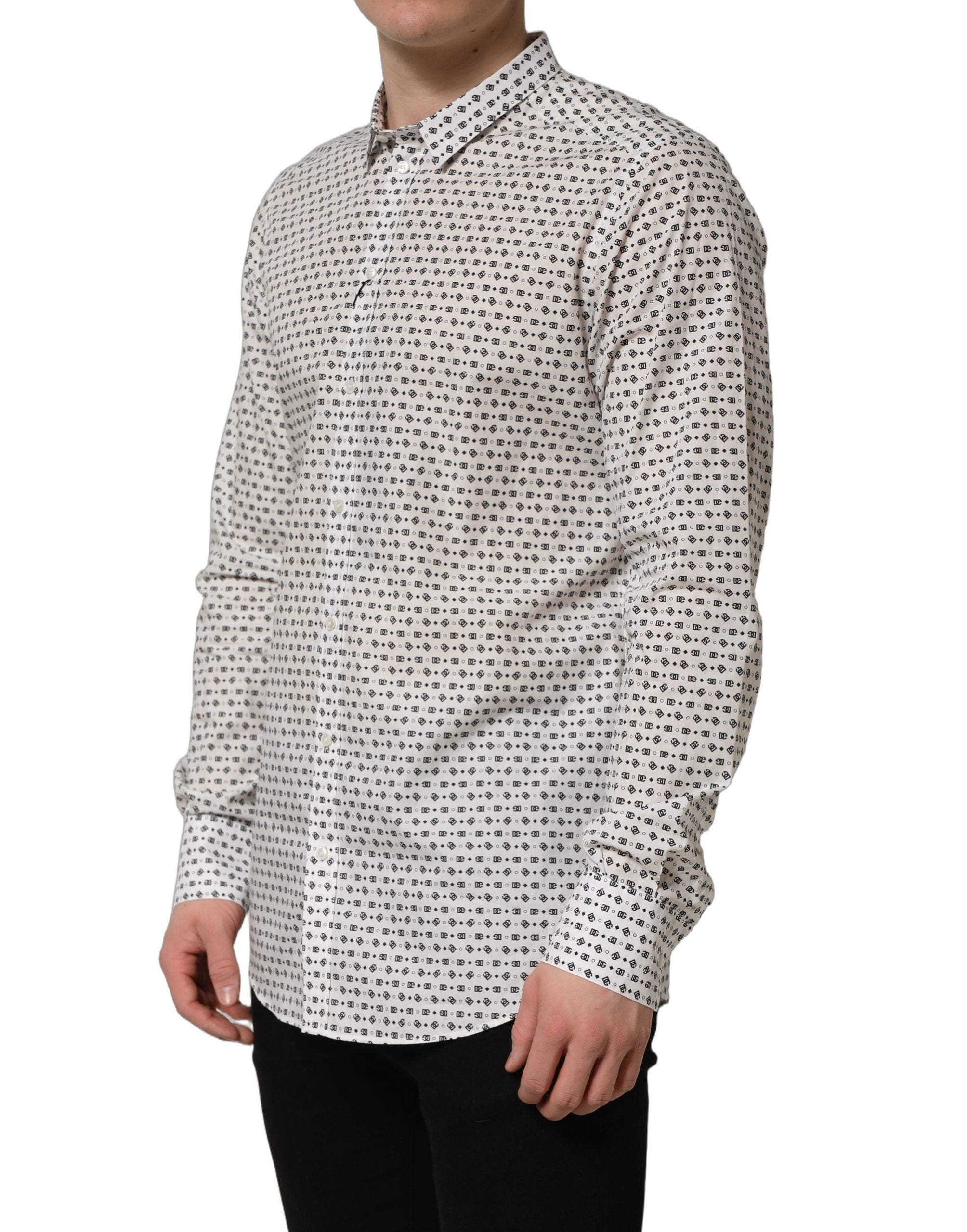 White Logo GOLD Long Sleeves Dress Shirt
