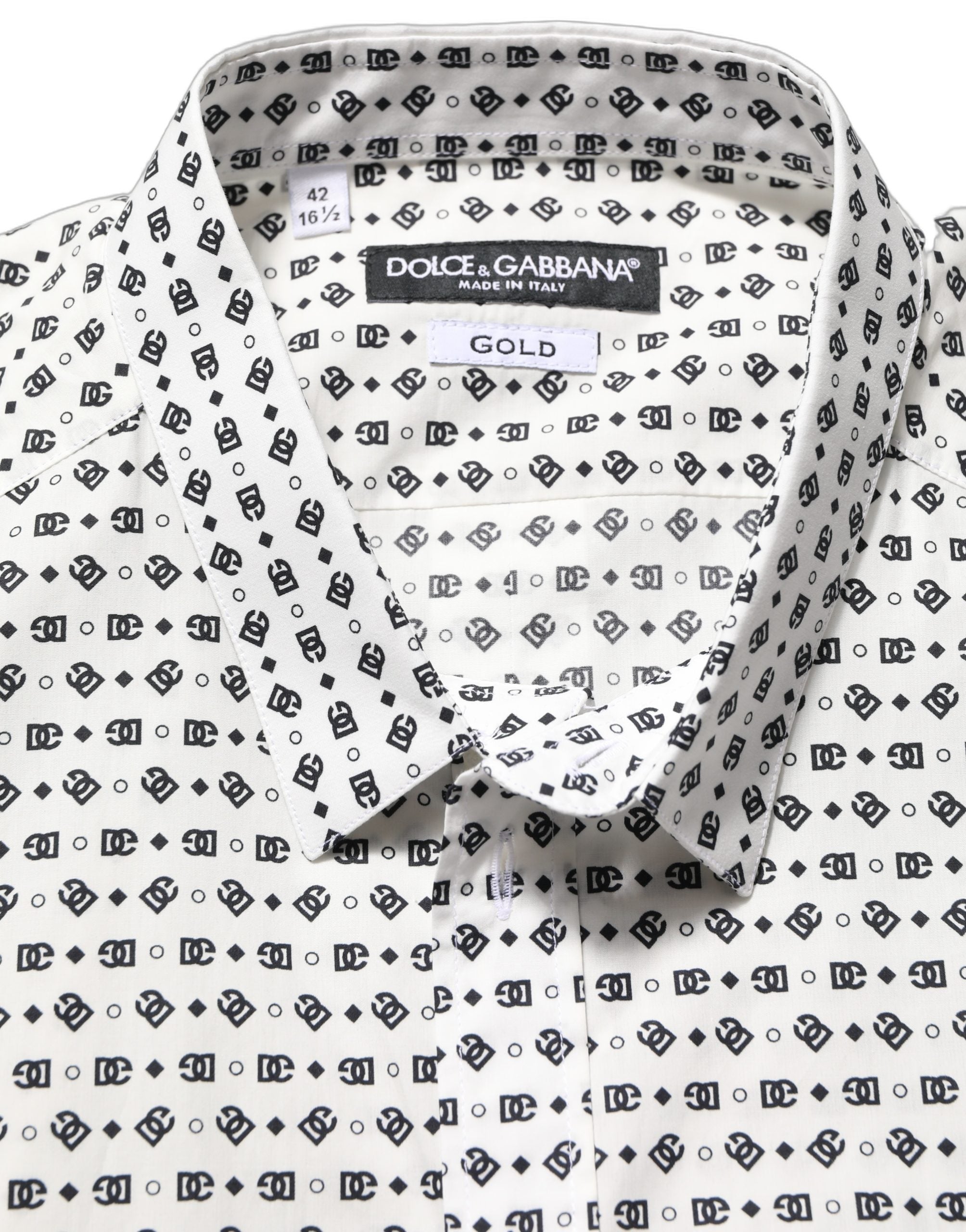 White Logo GOLD Long Sleeves Dress Shirt