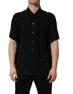 Black Logo Monogram Short Sleeves Men Shirt