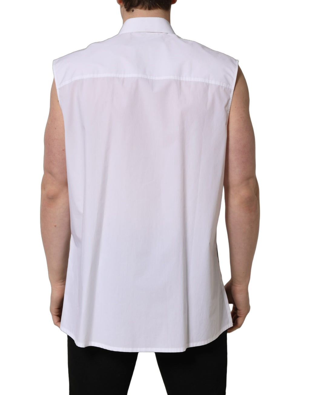 White Cotton Sleeveless Formal Dress Shirt