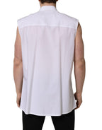 White Cotton Sleeveless Formal Dress Shirt