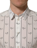 White Bee Print Cotton GOLD Fit Dress Shirt