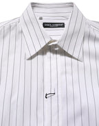 White Stripes Cotton Men Formal Dress Shirt