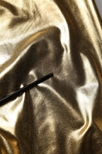 Gold Metallic Polyester Skinny Trousers Pants