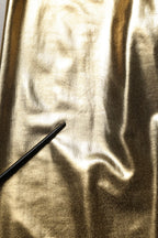 Gold Metallic Polyester Skinny Trousers Pants