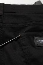Black Cotton Stretch Skinny Men Denim Jeans