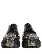Black Leather Studded Hi-Trekking Derby Shoes