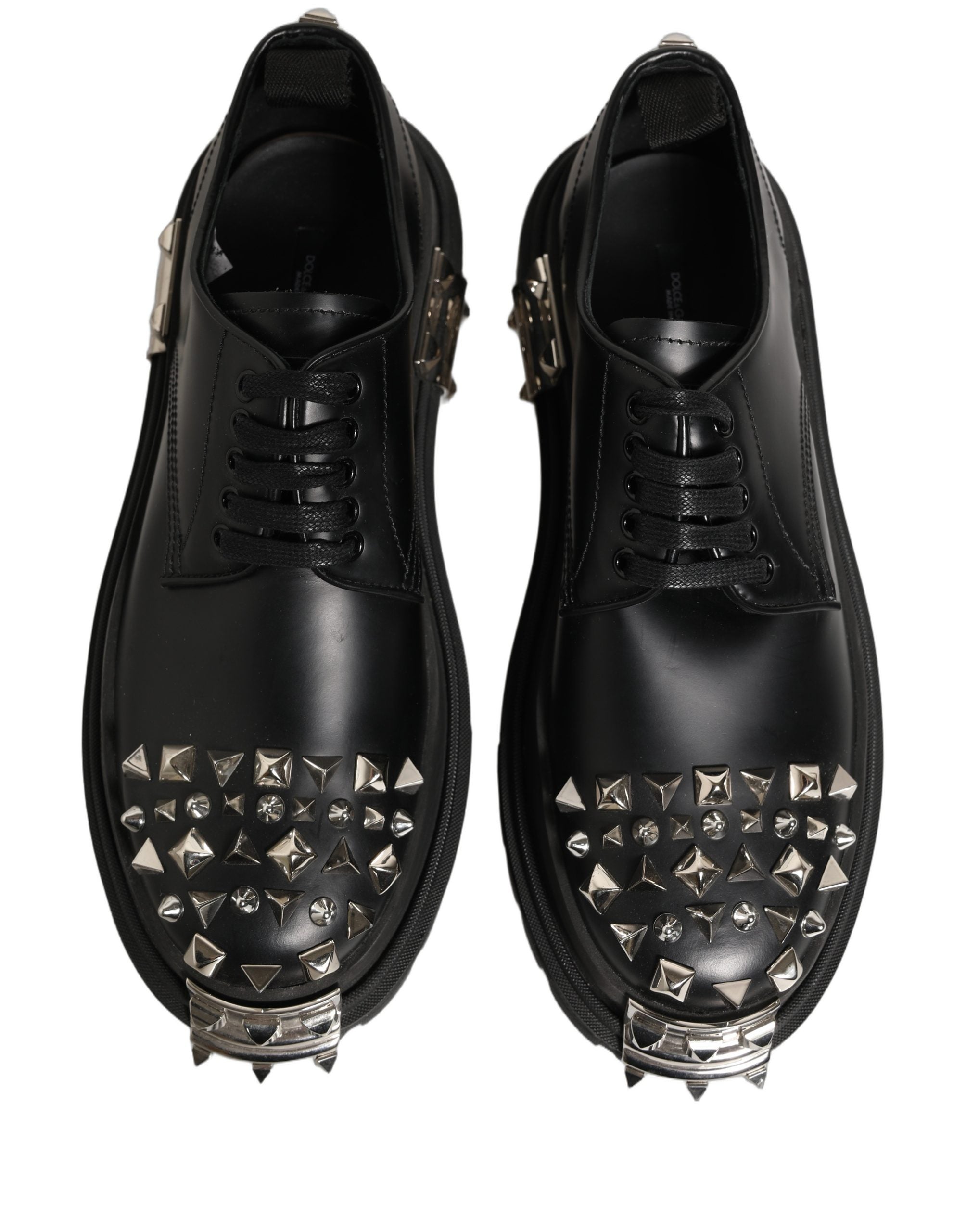 Black Leather Studded Hi-Trekking Derby Shoes