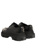 Black Leather Studded Hi-Trekking Derby Shoes