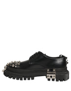 Black Leather Studded Hi-Trekking Derby Shoes