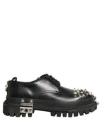 Black Leather Studded Hi-Trekking Derby Shoes
