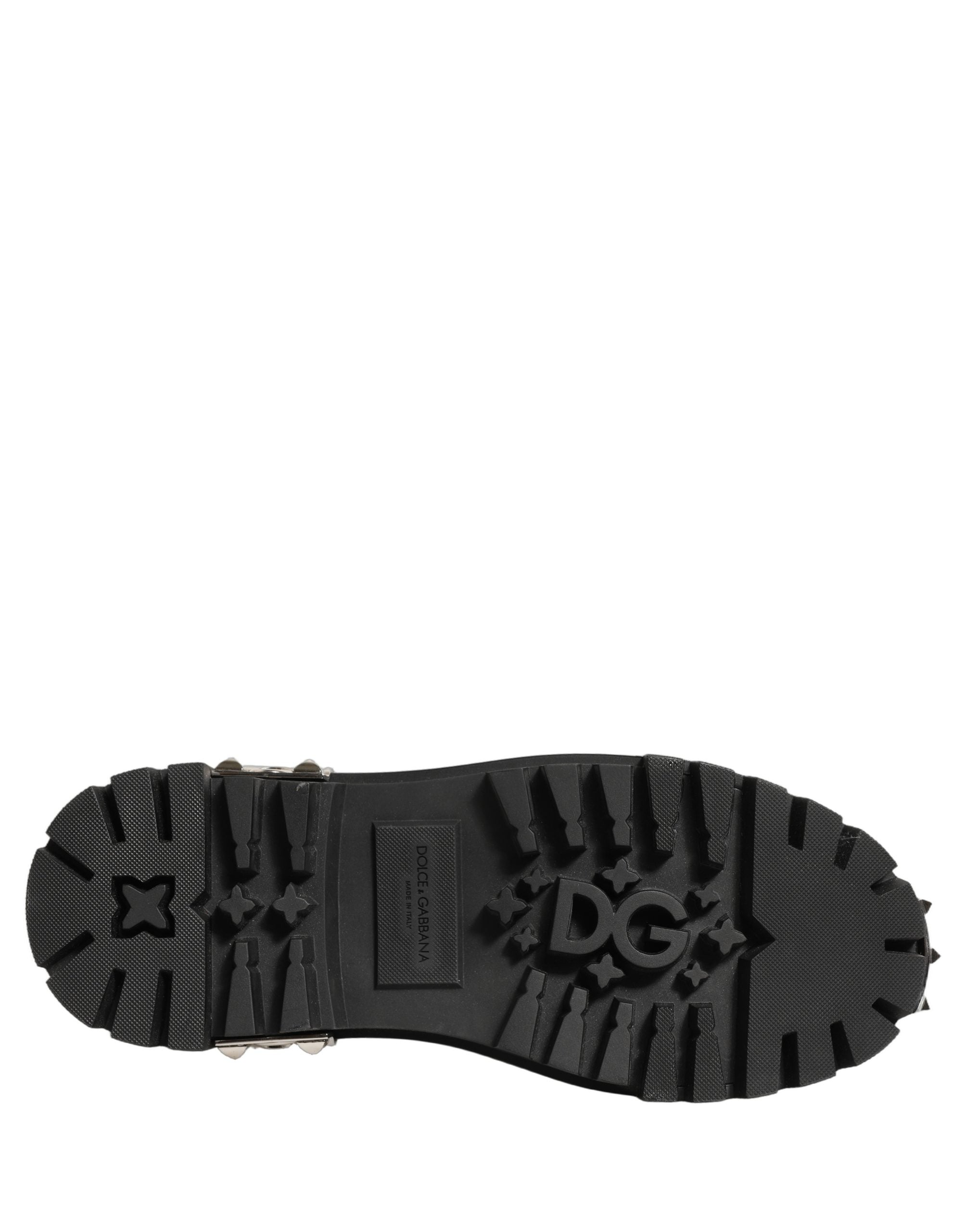 Black Leather Studded Hi-Trekking Derby Shoes