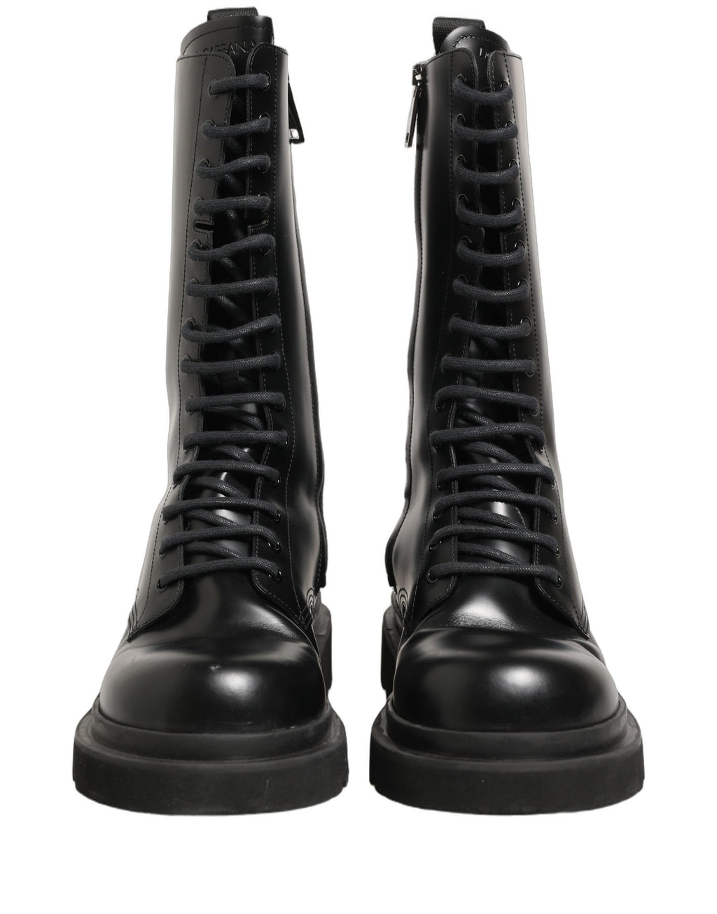 Black Leather Lace Up Men Combat Boots Shoes