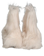 White Faux Fur Mid Calf Men Boots Shoes