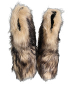 Brown Faux Fur Mid Calf Men Boots Shoes