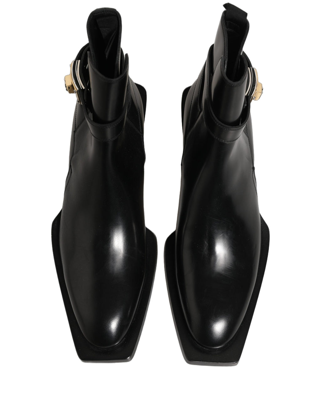 Black Leather DG Plaque Ankle Boots Shoes
