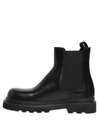 Black Chelsea Boots Leather Slip On Men Shoes