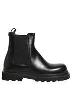 Black Chelsea Boots Leather Slip On Men Shoes