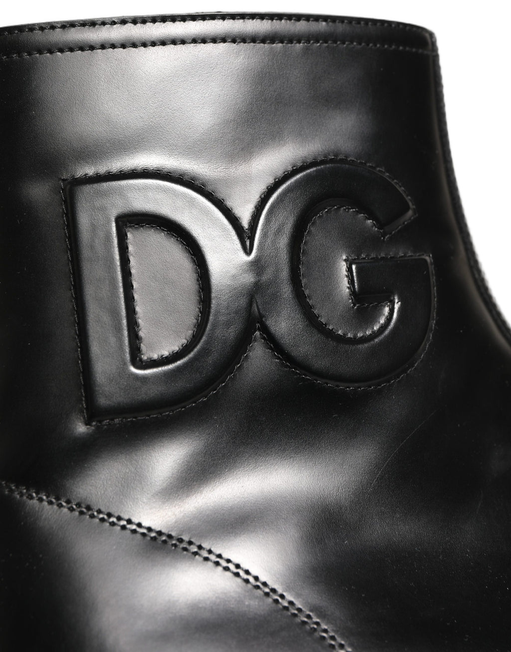 Black Leather Embossed Logo Ankle Boots Shoes
