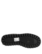 Black Quilted Effect Mid Calf Boots Shoes