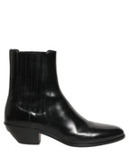 Black Leather Chelsea Mid Calf Boots Shoes