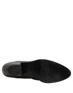 Black Leather Chelsea Mid Calf Boots Shoes