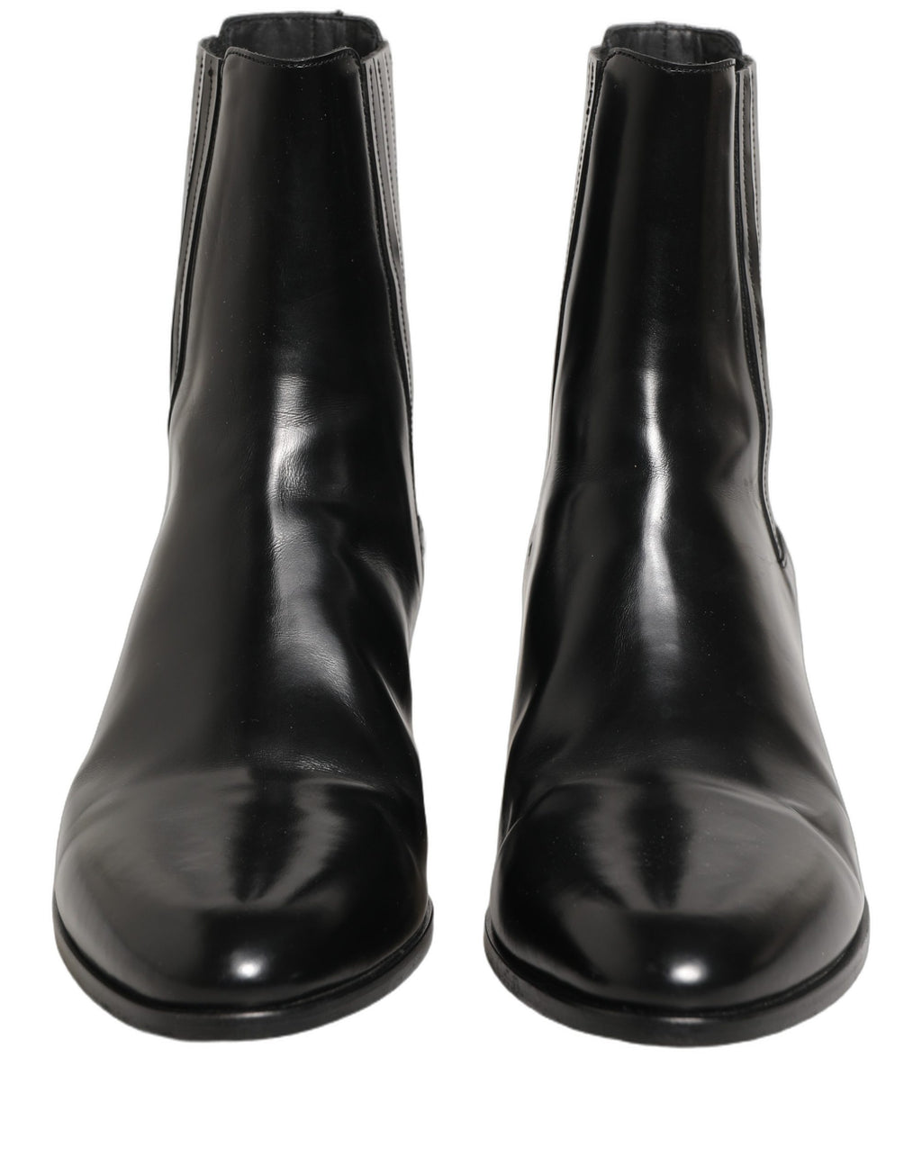 Black Leather Chelsea Mid Calf Boots Shoes
