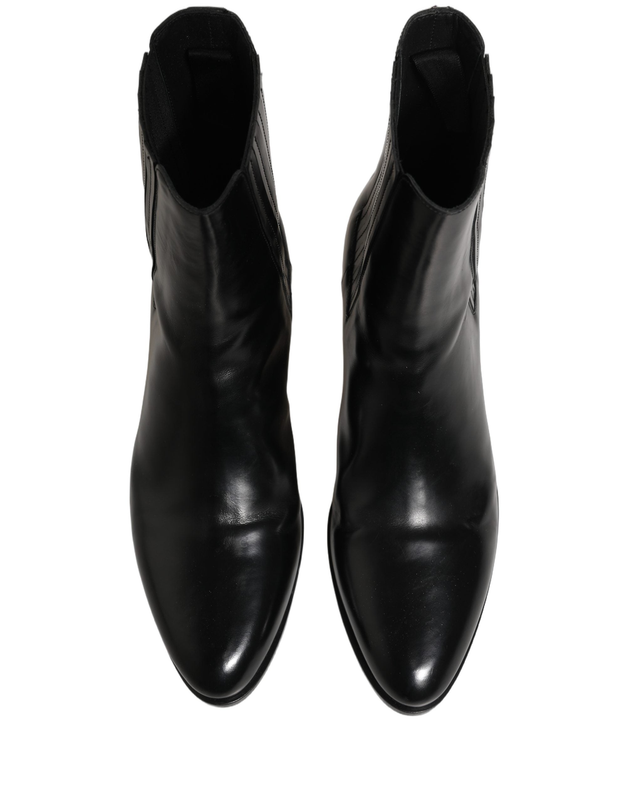 Black Leather Chelsea Mid Calf Boots Shoes