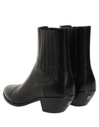 Black Leather Chelsea Mid Calf Boots Shoes