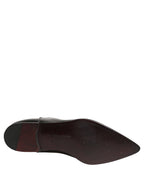 Black Leather Chelsea Mid Calf Boots Shoes