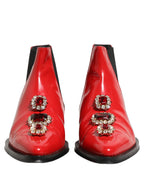 Red Embellished Chelsea Men Ankle Boots Shoes