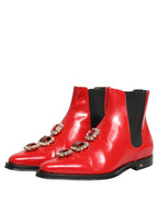 Red Embellished Chelsea Men Ankle Boots Shoes