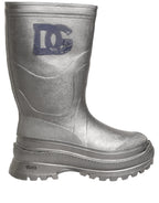 Metallic Silver Pull On Rain Boots Men Shoes