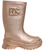Rose Gold PVC Pull On Rain Boots Men Shoes