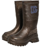Bronze PVC Pull On Rain Boots Men Shoes