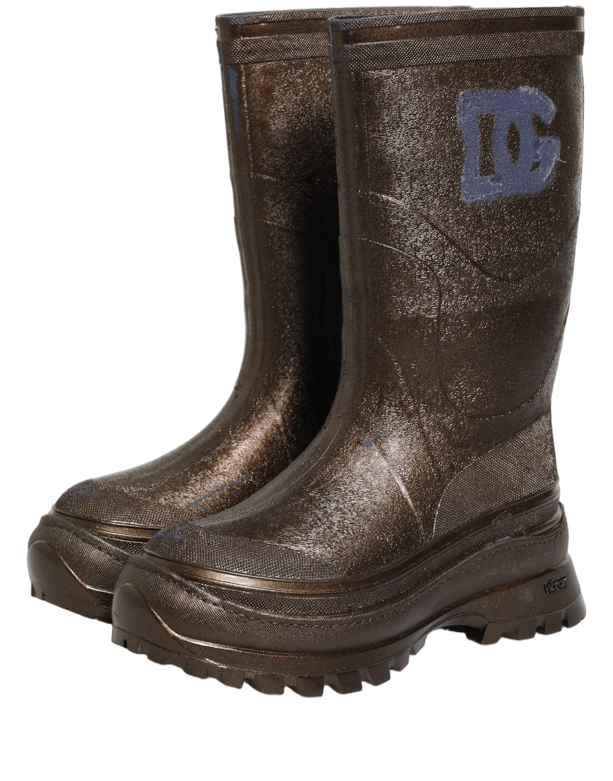 Bronze PVC Pull On Rain Boots Men Shoes