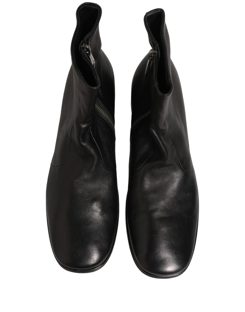 Black Leather Logo Short Ankle Boots Shoes