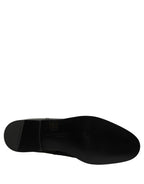 Black Leather Logo Buckle Mid Calf Boots Shoes