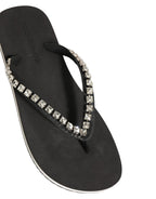Black Embellished Rubber Flip Flops Men Shoes