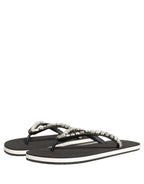Black Embellished Rubber Flip Flops Men Shoes
