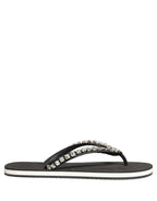 Black Embellished Rubber Flip Flops Men Shoes