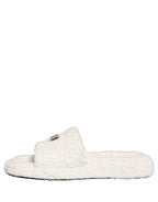 White Faux Fur Flats Men Slides Sandals Shoes