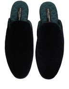 Dark Blue Suede Slides Flat Slipper Men Shoes