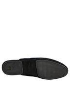 Dark Blue Suede Slides Flat Slipper Men Shoes