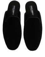 Black Suede Slides Flat Slipper Men Shoes