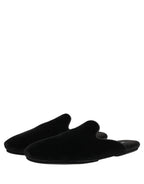 Black Suede Slides Flat Slipper Men Shoes