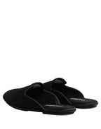 Black Suede Slides Flat Slipper Men Shoes