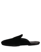Black Suede Slides Flat Slipper Men Shoes