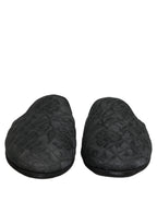 Black Floral Brocade Slides Slippers Shoes