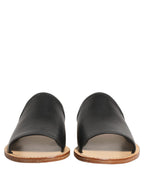 Brown Leather Slides Sandals Flats Men Shoes